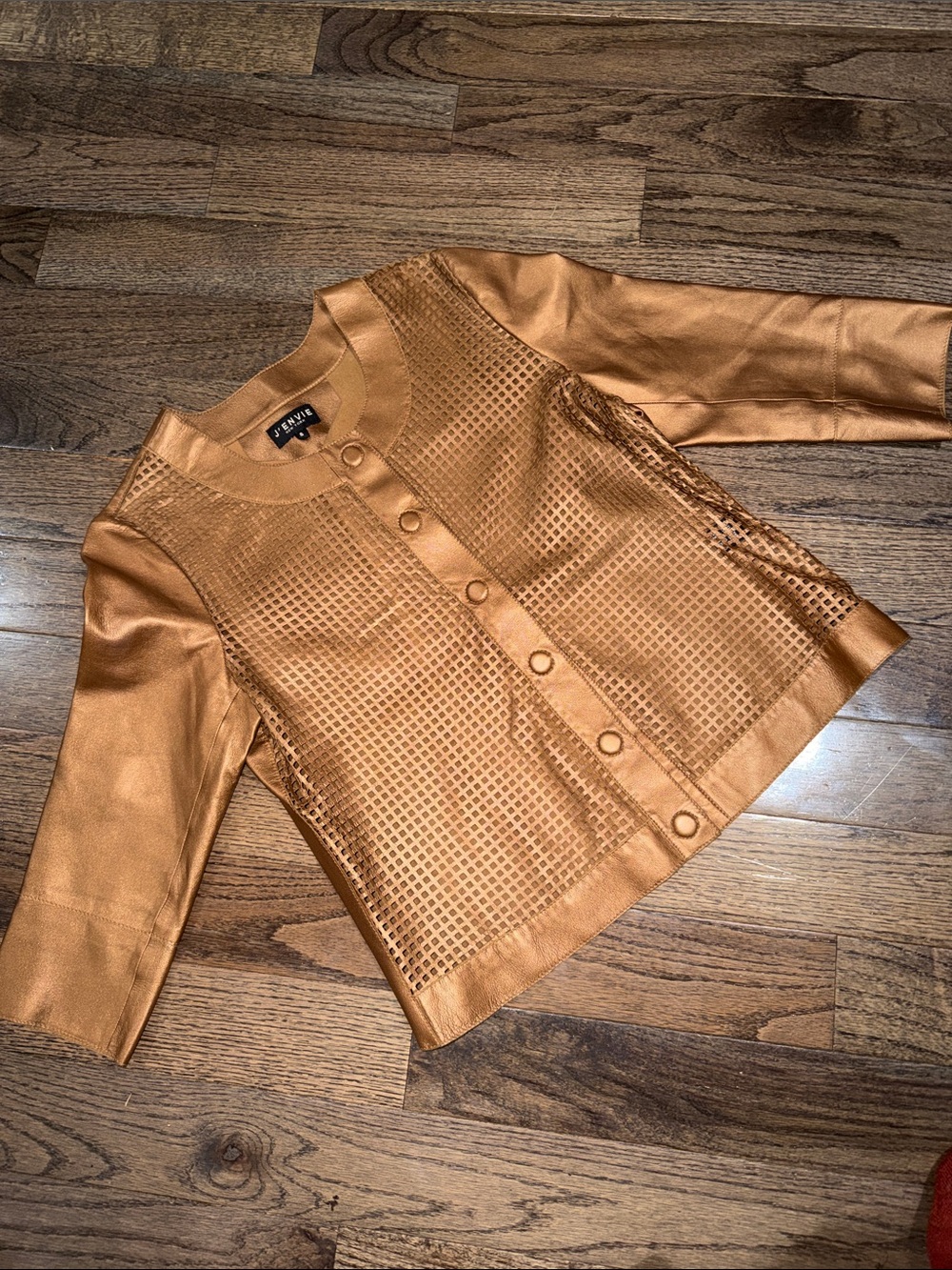 J’Envie New York Metallic Bronze Perforated Leather Jacket Size Small